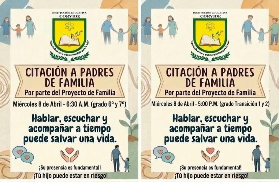 Invitación Escuela de Padres, Madres y Cuidadores